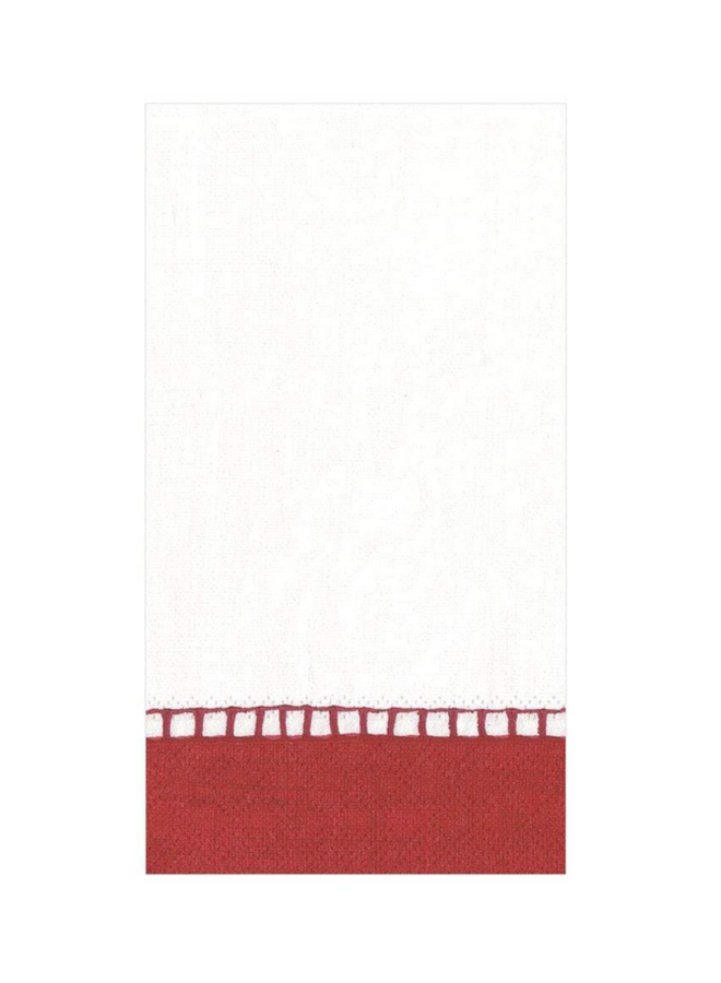 Guest Towel - Linen Border Red