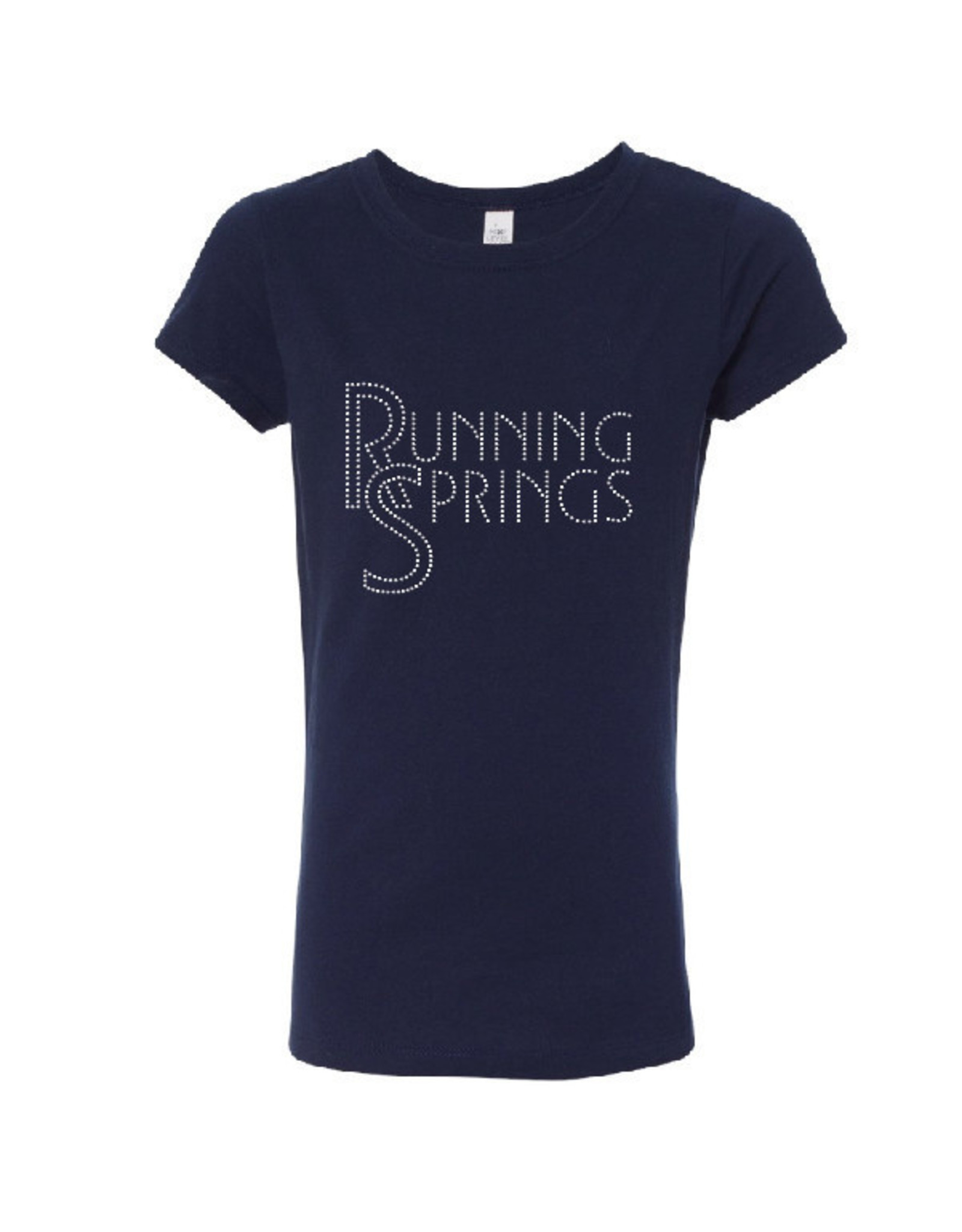 Running Springs Girl's NAVY Rhinestone Tee