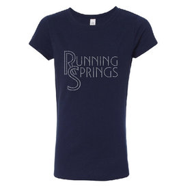 Running Springs Girl's NAVY Rhinestone Tee