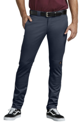 WP811-Dickies Men's D.NAVY Skinny Fit Double Knee Work Pants