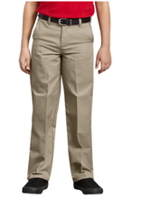 Dickies KP123-Dickies Boys Regular Flat Front Pants-KHAKI(8-20)