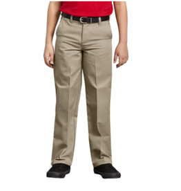 Dickies KP123-Dickies Boys Regular Flat Front Pants-KHAKI(8-20)