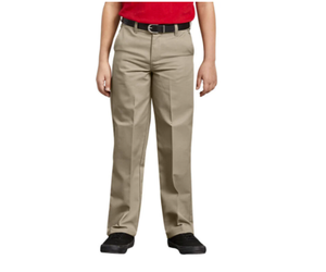 Dickies Little Boys' Uniform Flex Waist Flat Front Pant, Khaki, 7