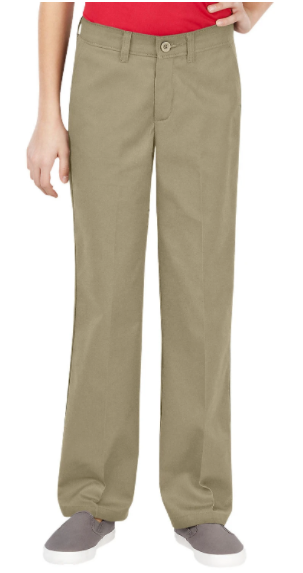 Dickies-Juniors Womens High Rise Straight Flat Front Pant, Color