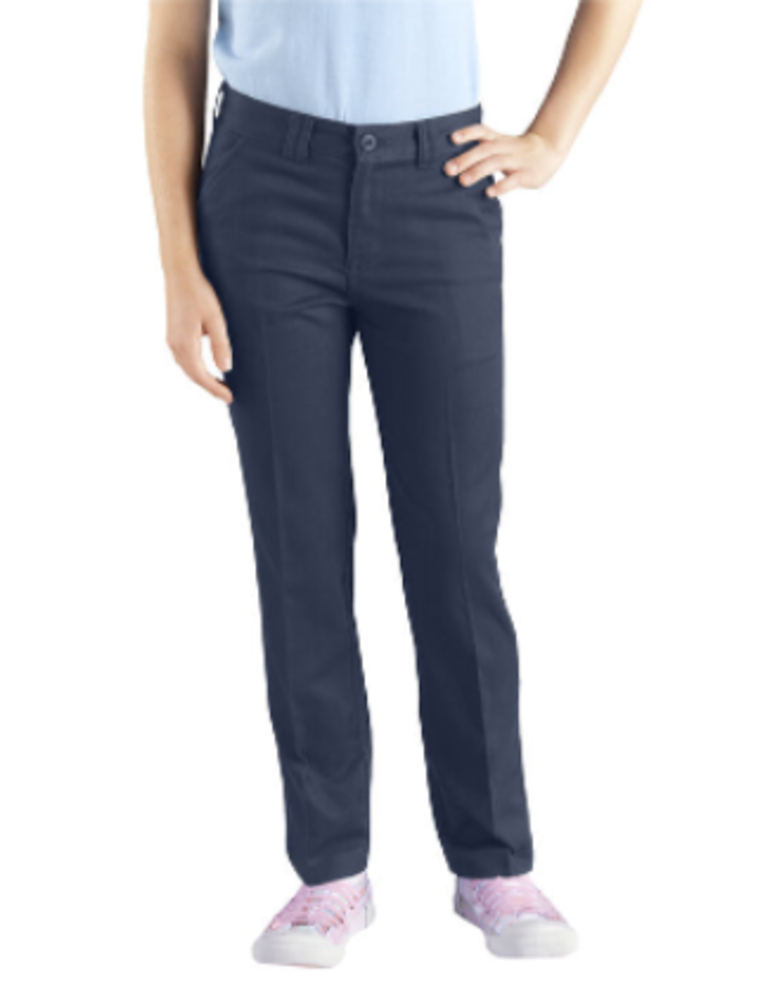 Dickies KP801 Dickies-Girls D.NAVY Twill Slim Fit Pants, 7-20