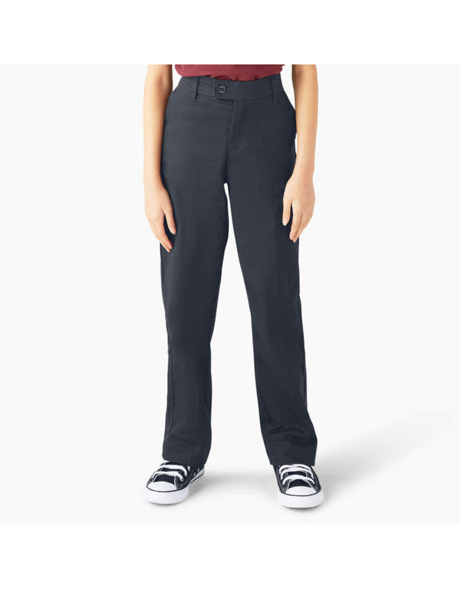 Dickies KP5519- Dickies Girls' Stretch Slim Straight Pants -NAVY