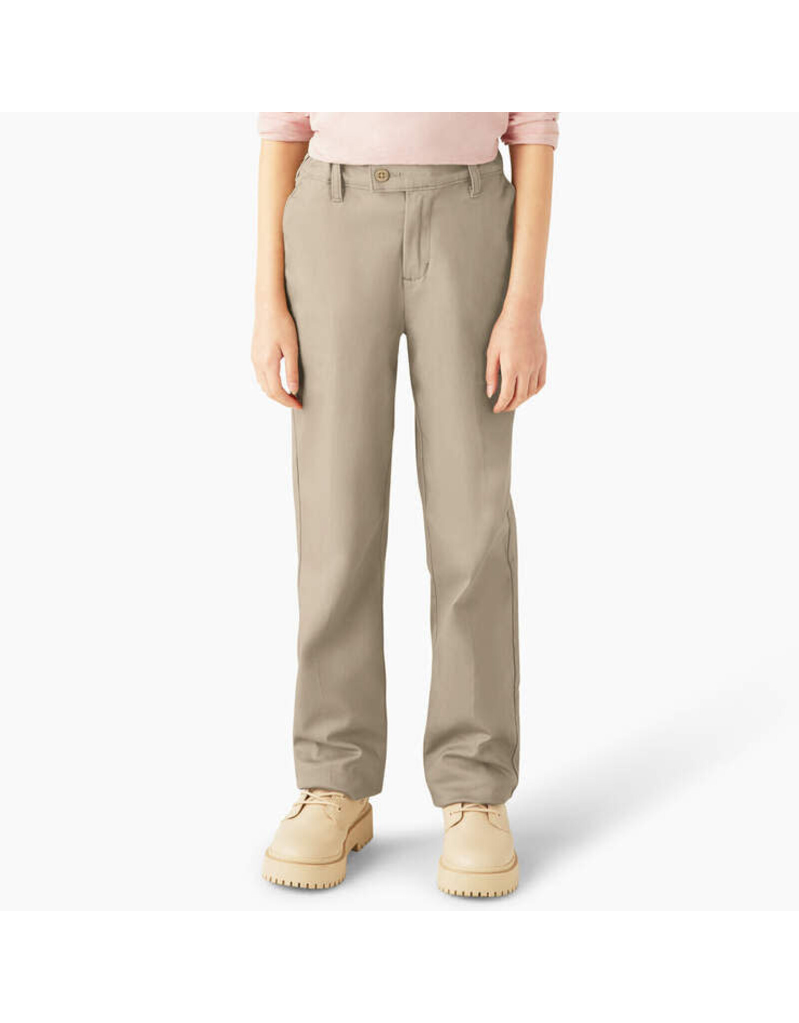 Dickies KP5519- Dickies Girls' Straight Leg Slim Fit Pants-KHAKI