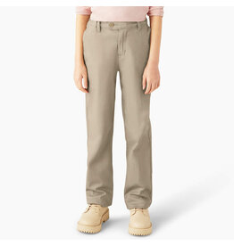 Dickies KP5519-Dickies Girls Straight Leg Slim Fit Pants-KHAKI(8-16)
