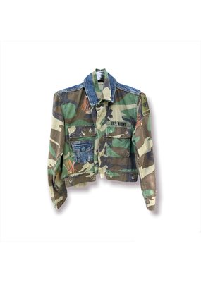 ThreadBare Blue One X Hollie Watman  U.S Army Cropped Jacket
