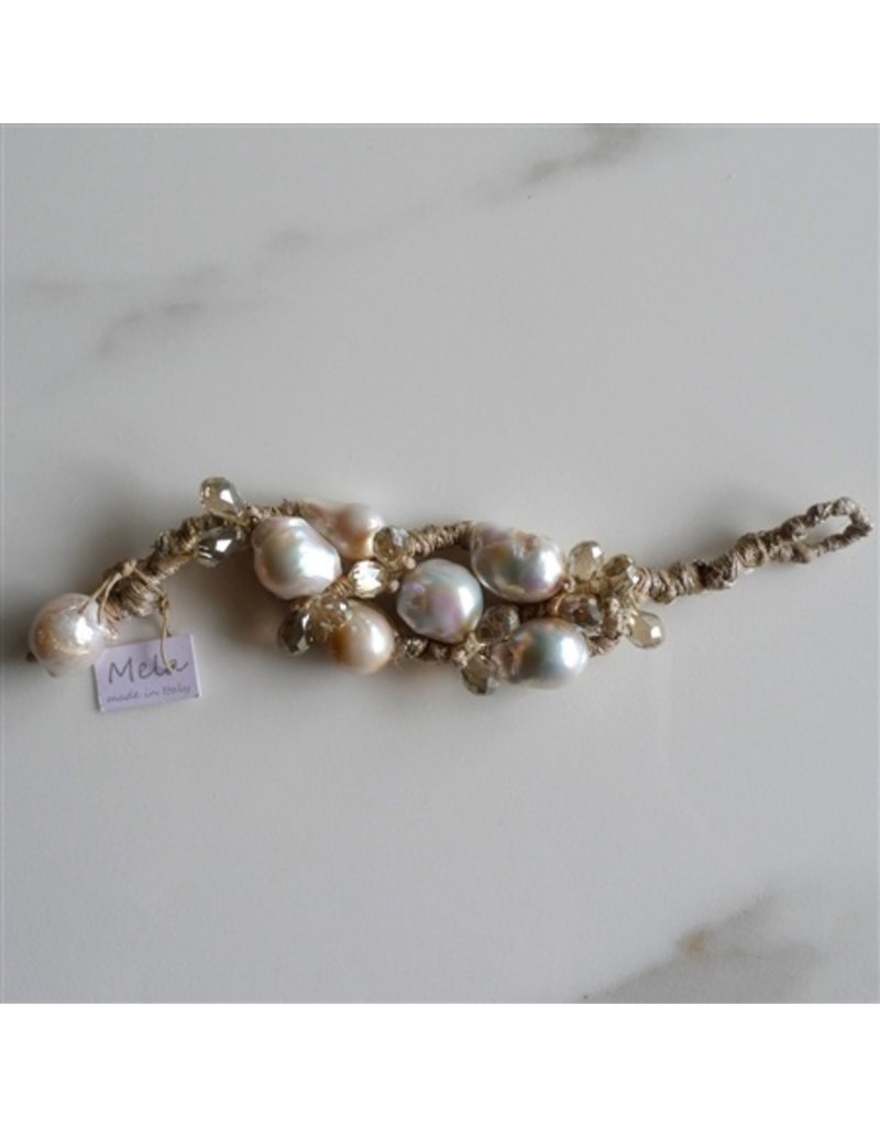 Mela Mela Baroque Pearl and Linen Bracelet V09