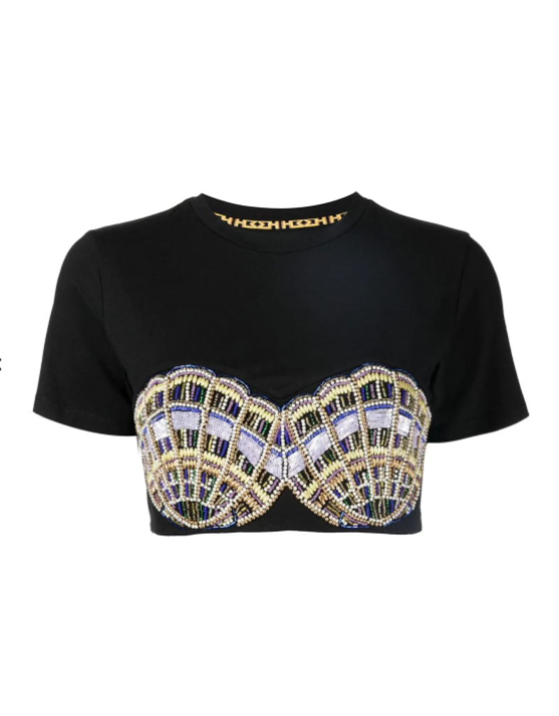 Hayley Menzies Hayley Menzies Conchita Embellished Cropped T-Shirt