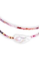 Joie DiGiovanni Cotton Candy Spinel Gold Baroque pearl Necklace