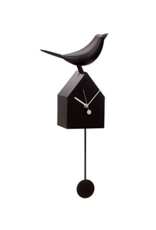 Black Birdhouse Clock With Pendulum