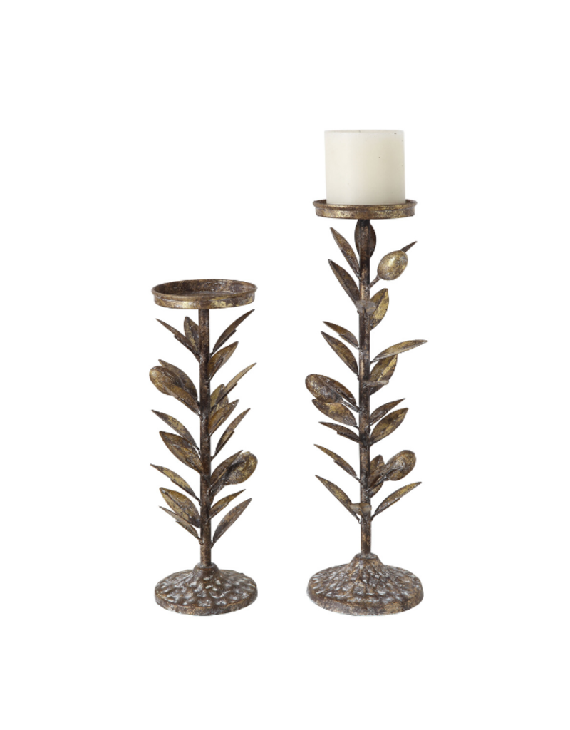 Olive Leaf Metal Candle Holder