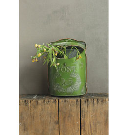 Creative Co-Op Embossed Tin Post Box Green