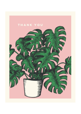 The Good Days Print Co. Pink Monestera Thank You Card