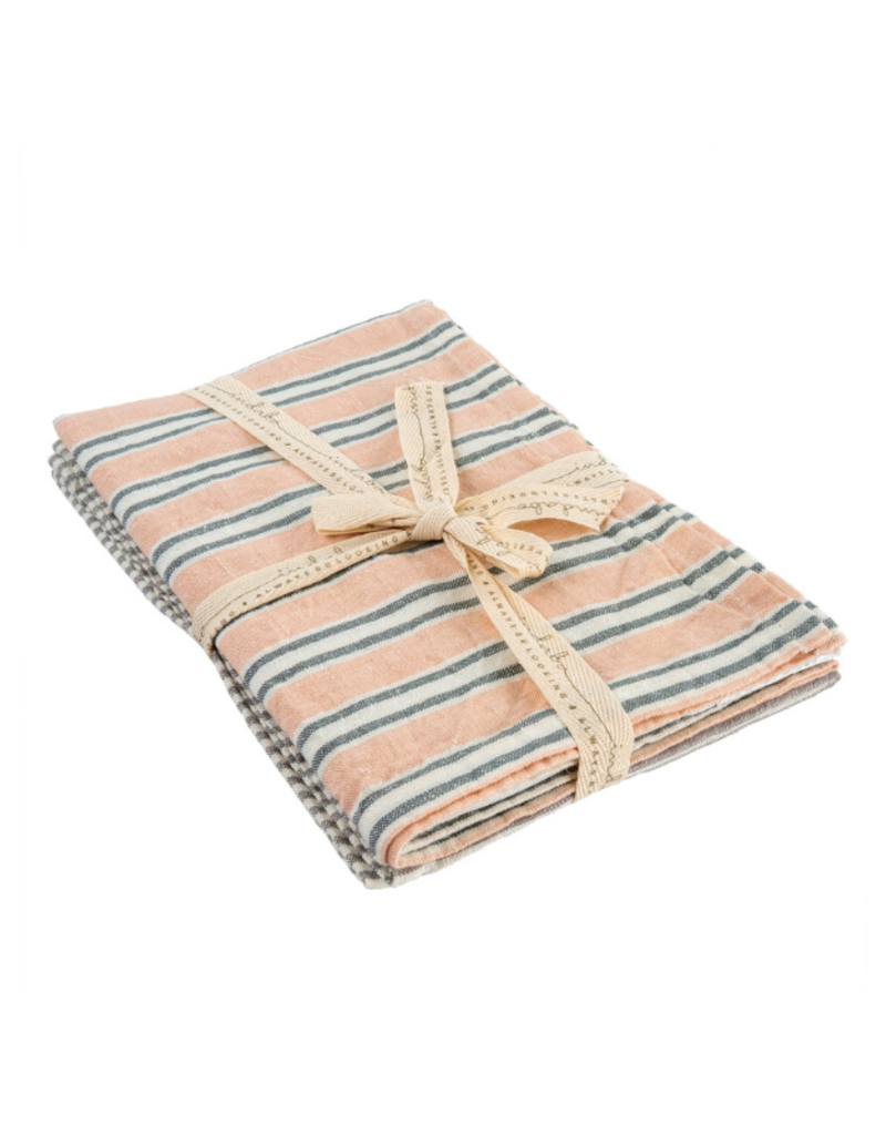 Indaba Trading Set of 2 French Linen Tea Towels in Pink