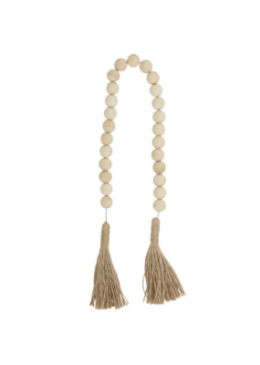 Natural Maple Wood Beads with Jute Tassel