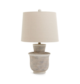 Hammered Resin Table Lamp with Linen Shade