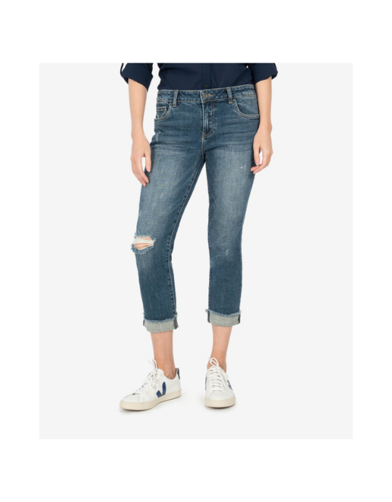 Kut from the Kloth Amy Crop Roll-Up with Fray Hem in Bubbly Wash by Kut from the Kloth