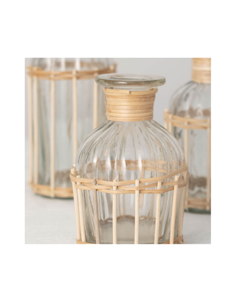 Glass Bottles with Bamboo Trim