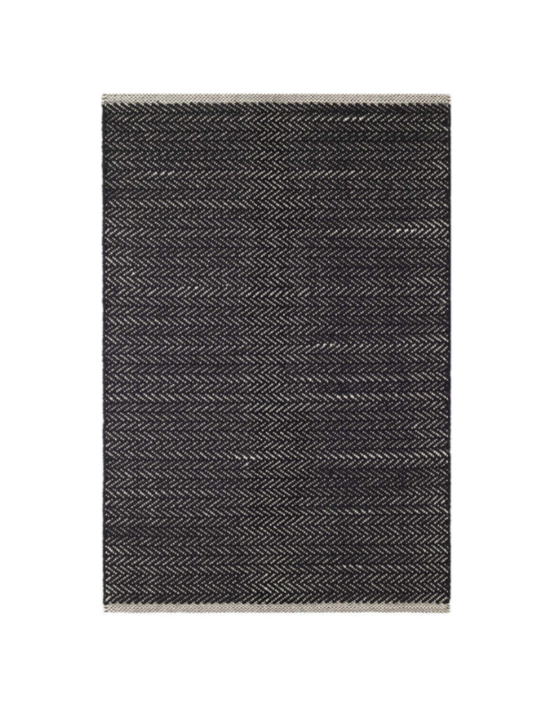 Dash & Albert Dash & Albert Herringbone Woven Cotton Rug in Black 2.5' x 8'