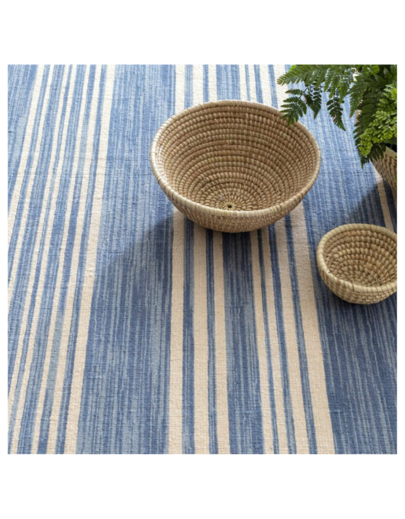 Dash & Albert Dash & Albert Cottage Stripe French Blue Woven Wool Rug in 10' x 14'
