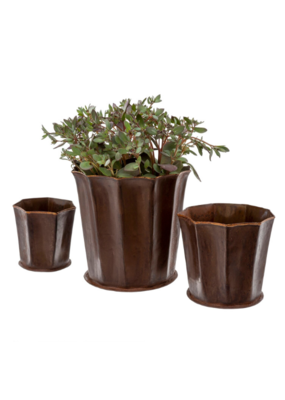 Indaba Trading Leather Effect Fluted Pot