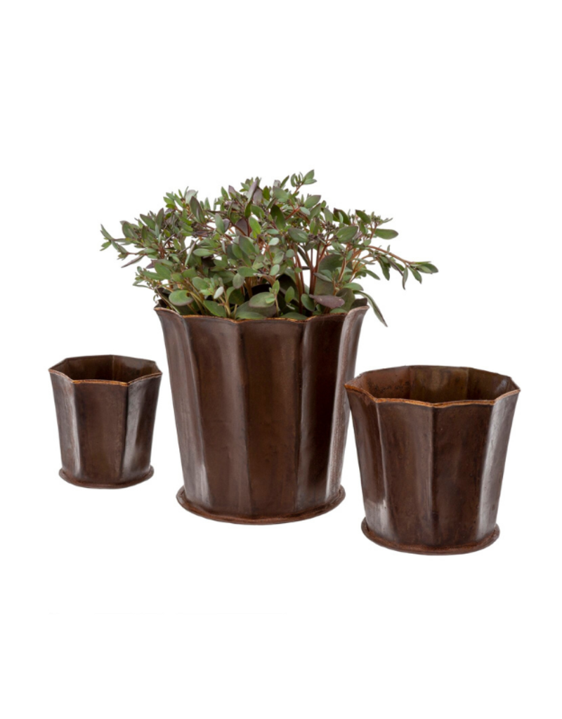 Indaba Trading Leather Effect Fluted Pot