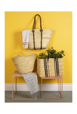 Bacon Basketware Ltd Tall Straw Market Bag with Leather Straps