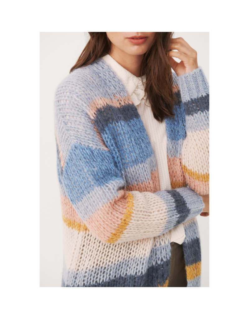 Part Two Kanae Cardigan in Blue Multi Stripe by Part Two