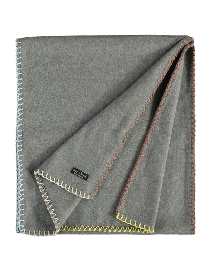 Fraas Contrast Stitch Cashmink Scarf in Grey