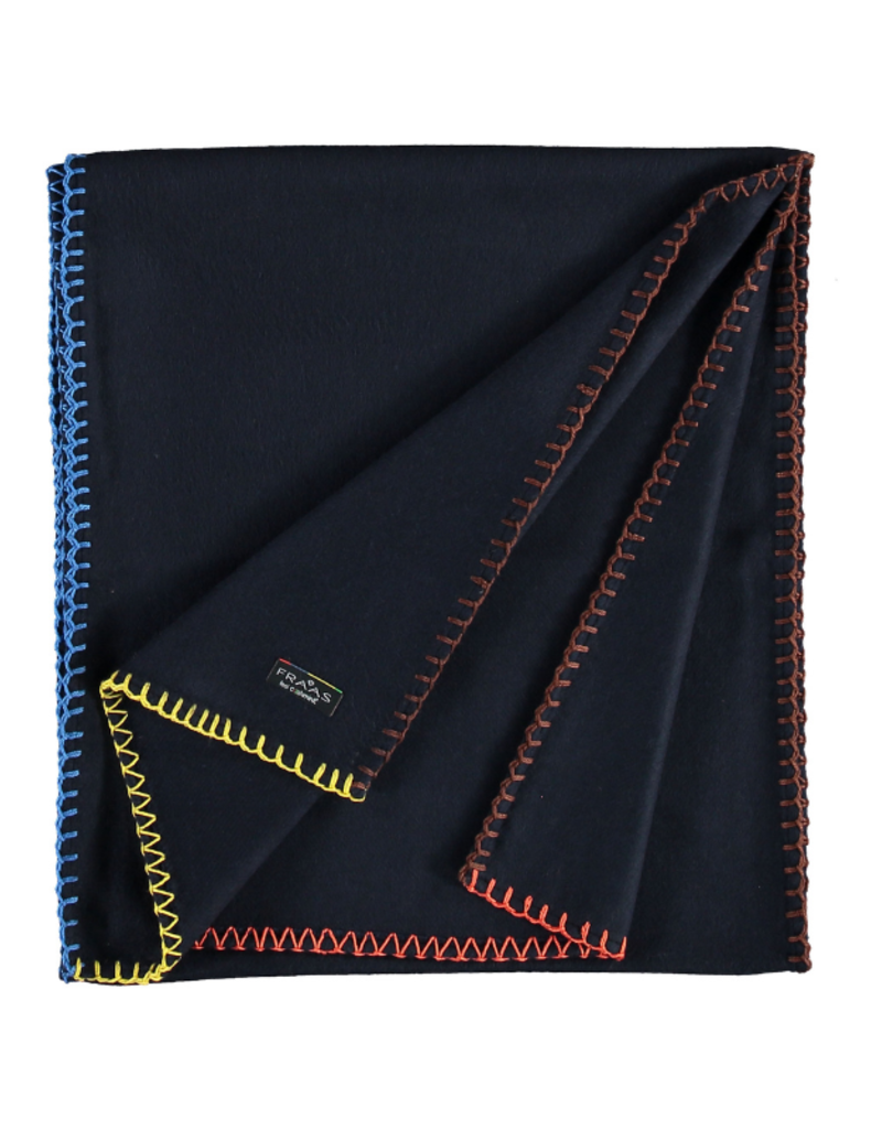 Fraas Contrast Stitch Cashmink Scarf in Navy