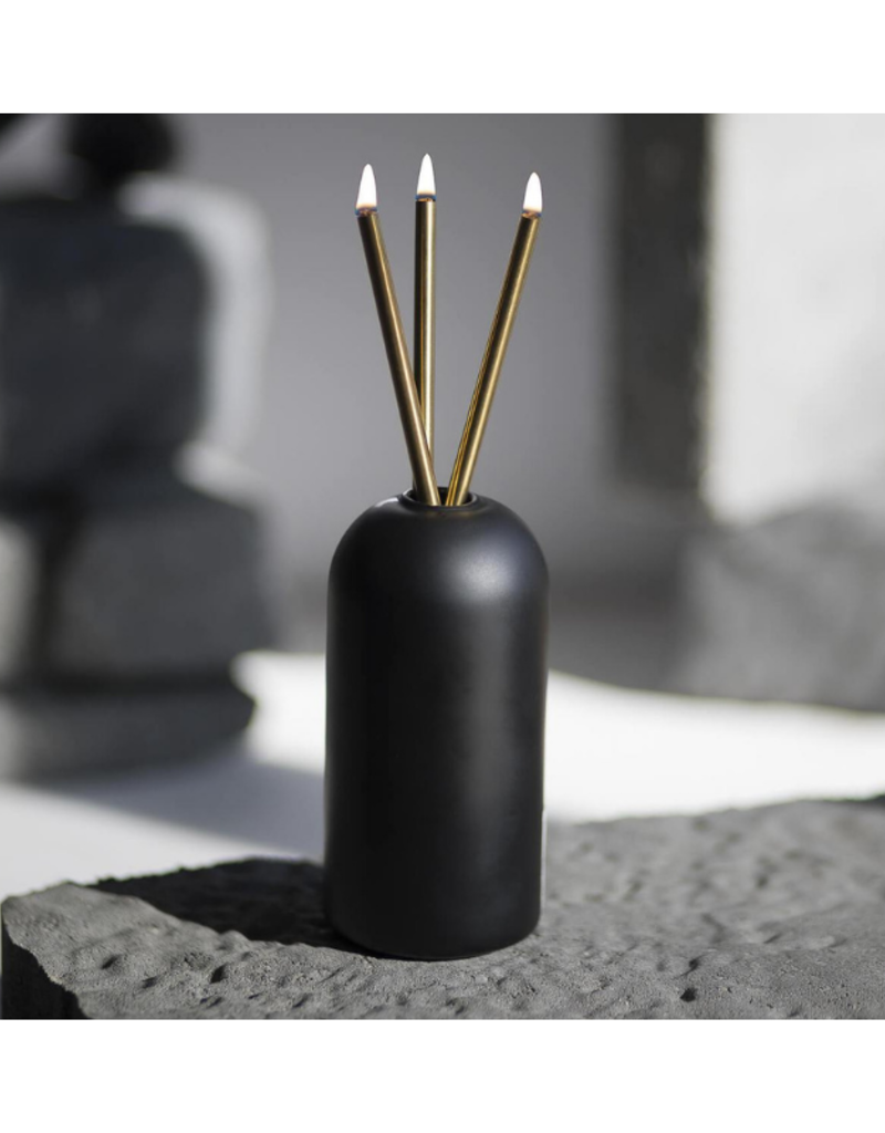 Everlasting Candle Co Wylie Black Set with Gold Candlesticks by Everlasting Candle Co.