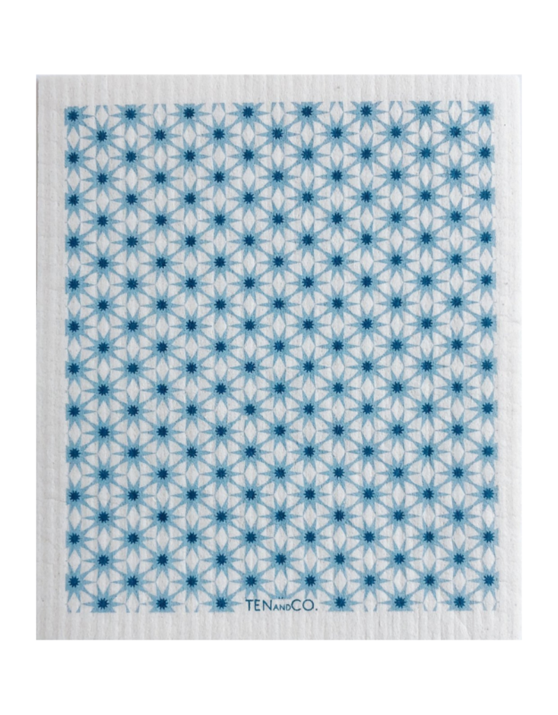 Ten & Co. Ten & Co. Set Swedish Sponge Cloth + Tea Towel Starburst Blues