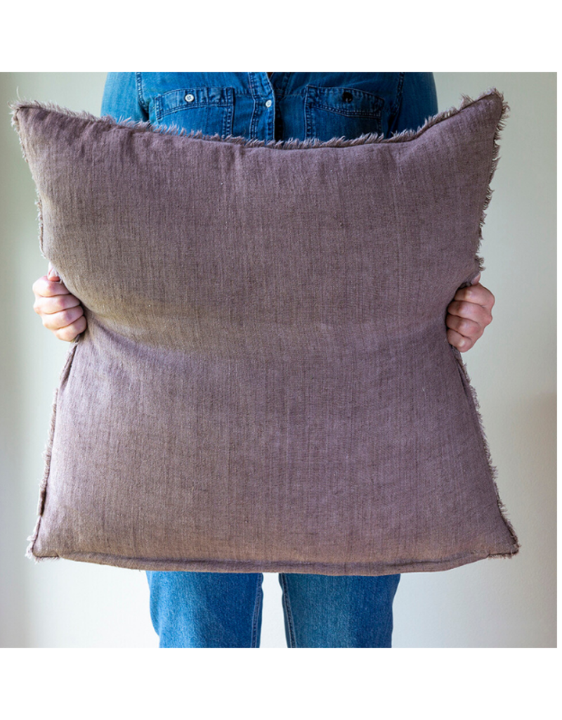 Indaba Trading Lina Linen Pillow in Chocolate 24"