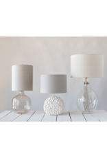 Round Resin Table Lamp with Linen Shade