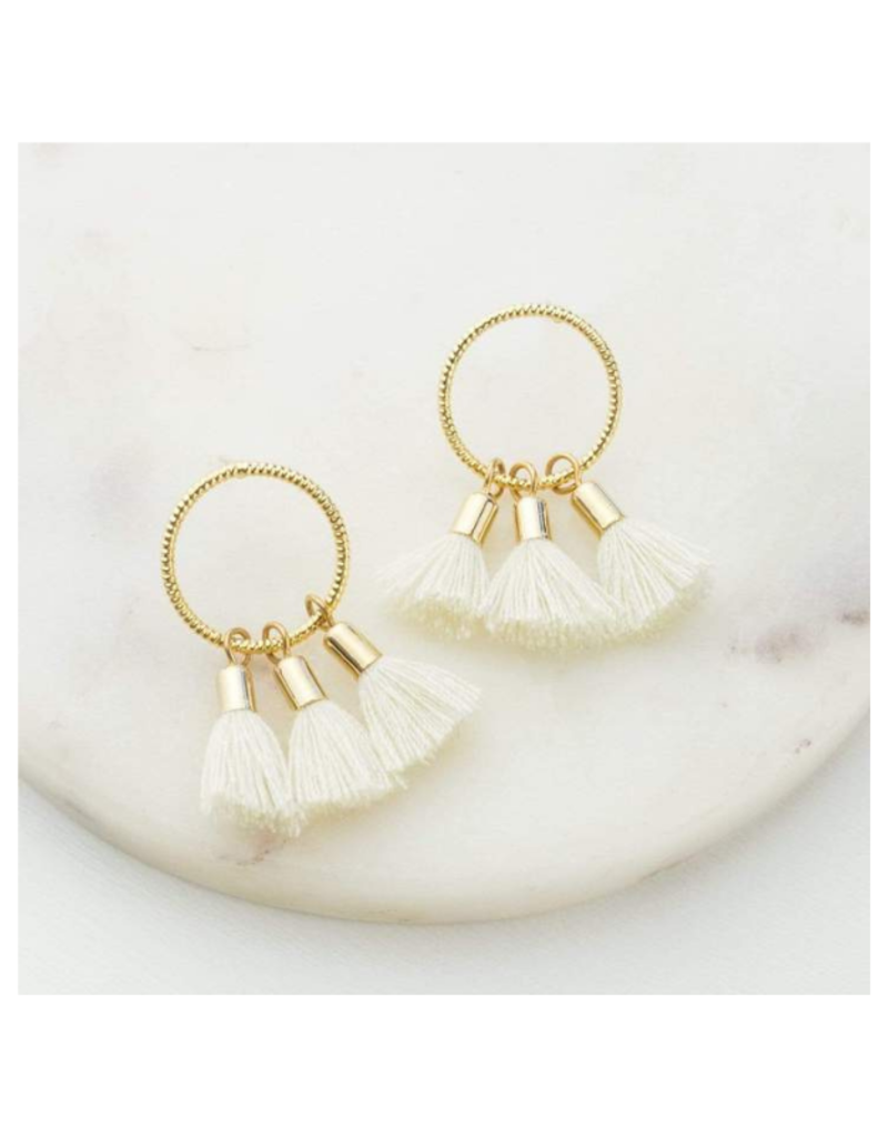 Lover's Tempo Duster Tassel Earrings in Ivory by Lover's Tempo