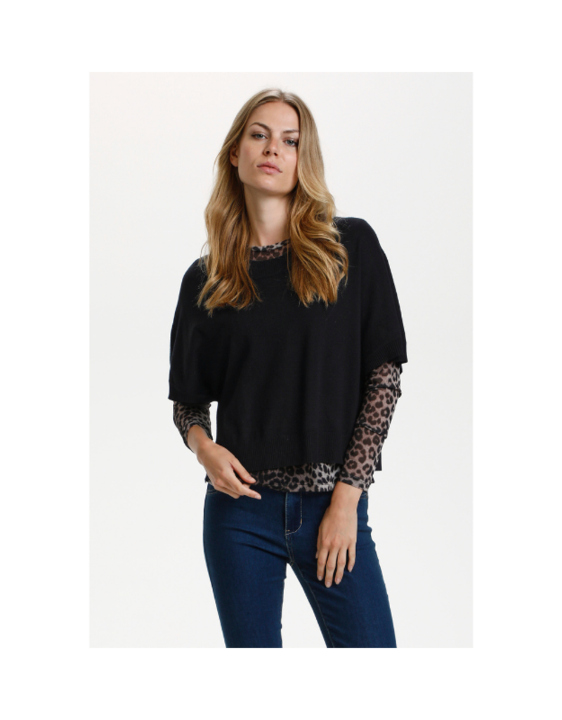 Culture Annemarie Cropped Knit Top in Black by Culture