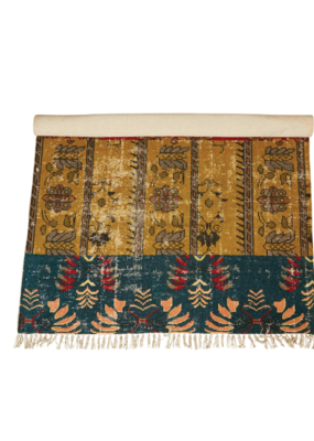4' x 6' Woven Cotton Printed Rug in Gold & Blue