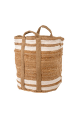 Indaba Trading Coastal Stripe Basket with White Stripe