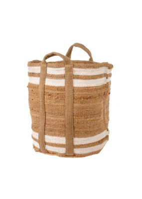 Indaba Trading Coastal Stripe Basket with White Stripe