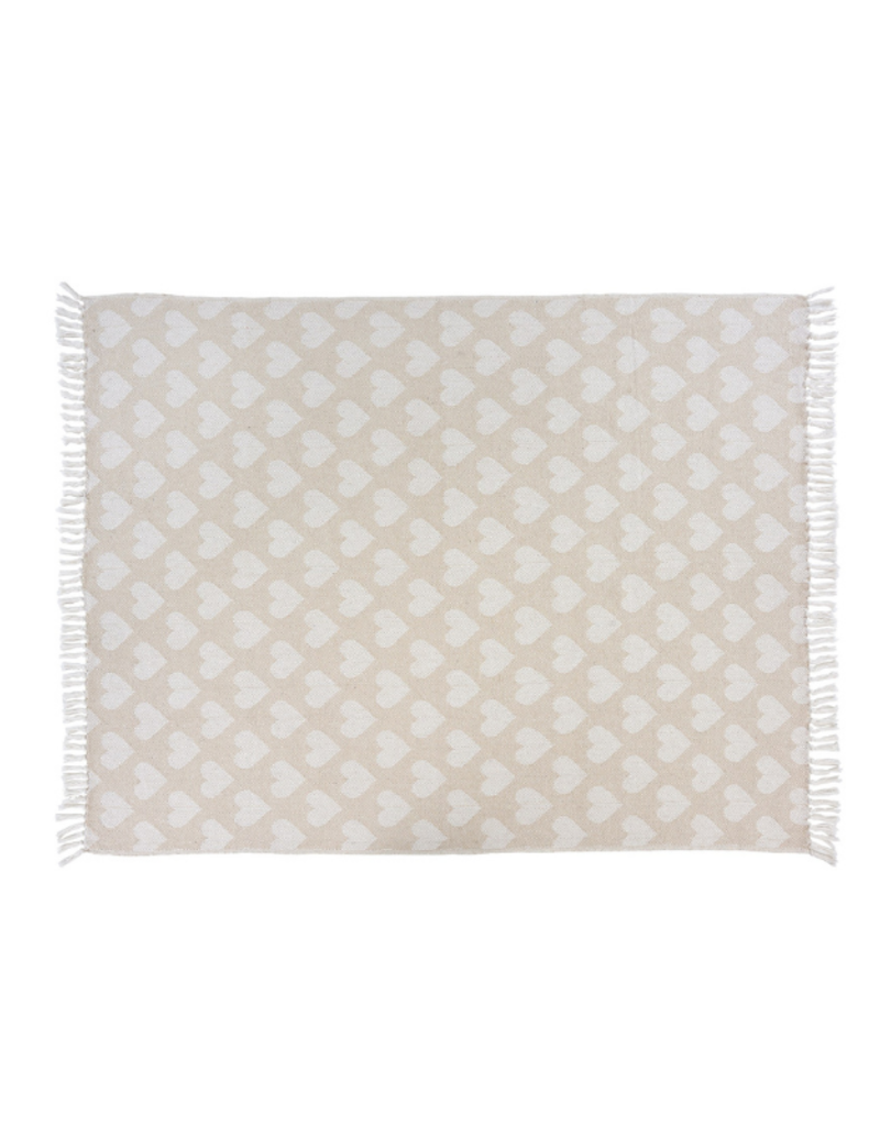 Indaba Trading Heart Throw in Beige & White