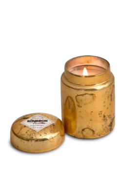 himalayan trading post Bourbon Vanilla Gold Mountain Fire Glass Candle by Himalayan Handmade Candle