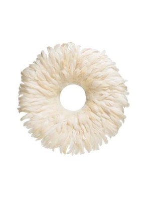 Round Feather Wreath in Cream