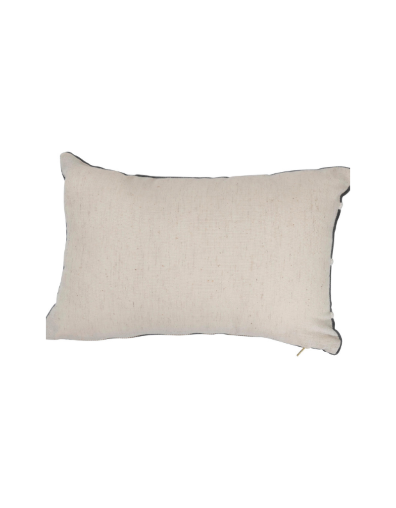 Velvet Lumbar Pillow with Appliqué Stripes