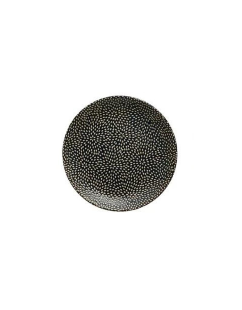 Round Stoneware Plate in Midnight Blue with Mini Dots