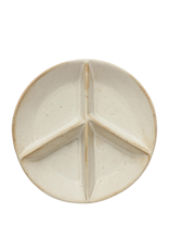Stoneware Peace Sign Divided Dish in Matte White