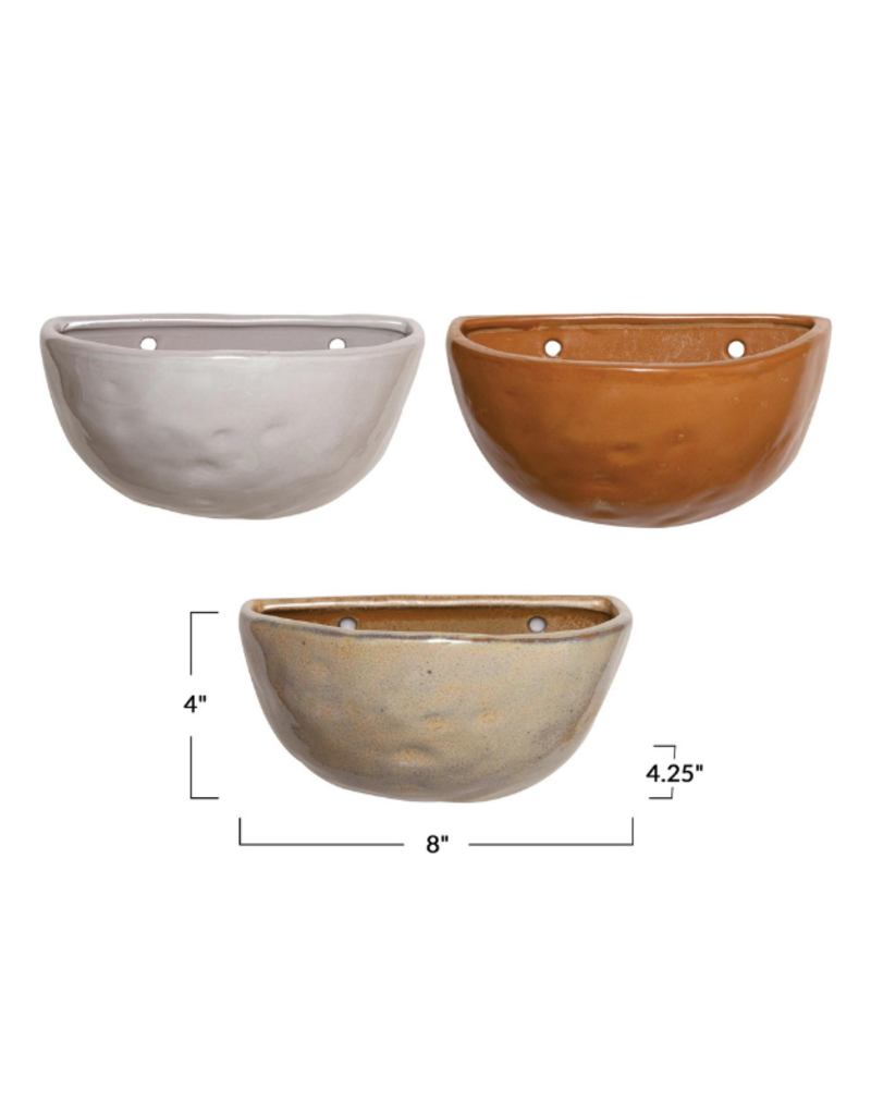 Creative Co-Op Stoneware Wall Planter with Reactive Glaze in Large