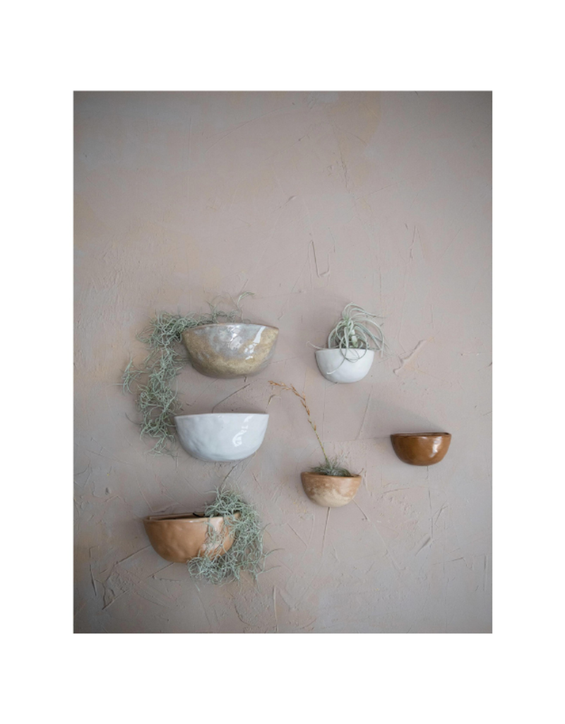 Creative Co-Op Stoneware Wall Planter with Reactive Glaze in Large